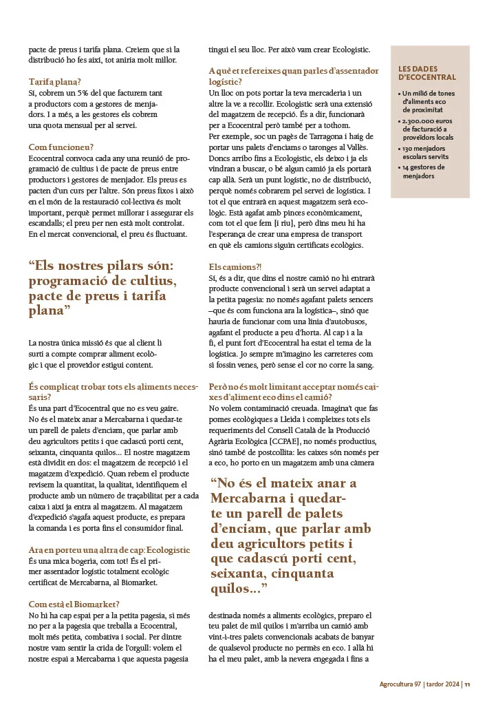 Proveïdors de menjar ecològic escoles