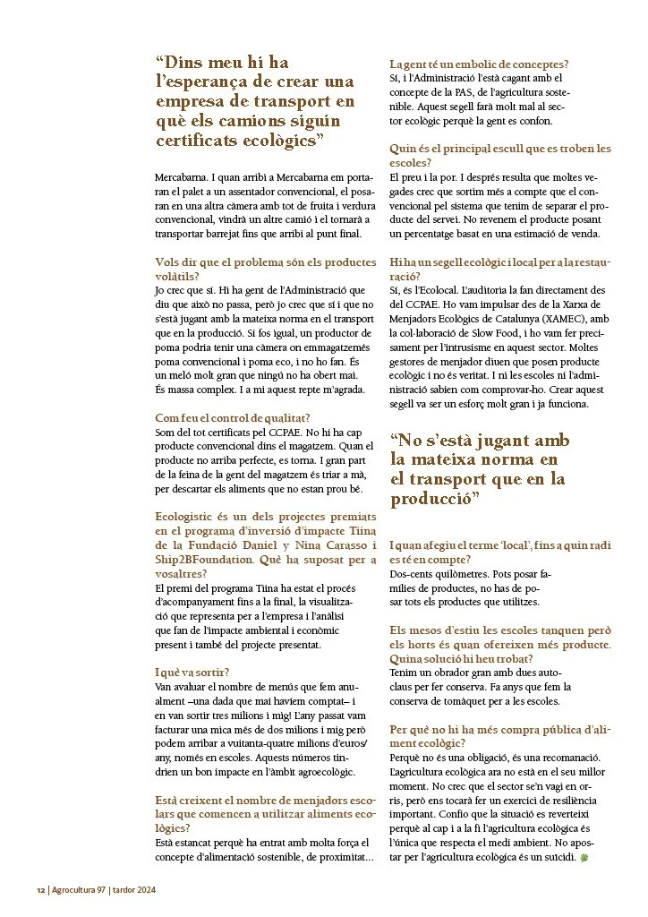 Proveïdors de menjar ecològic escoles